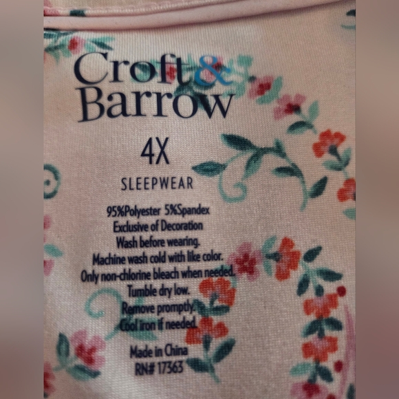 Croft & Barrow Sleepwear Pink Paisley Sleep Dress - Picture 4 of 9